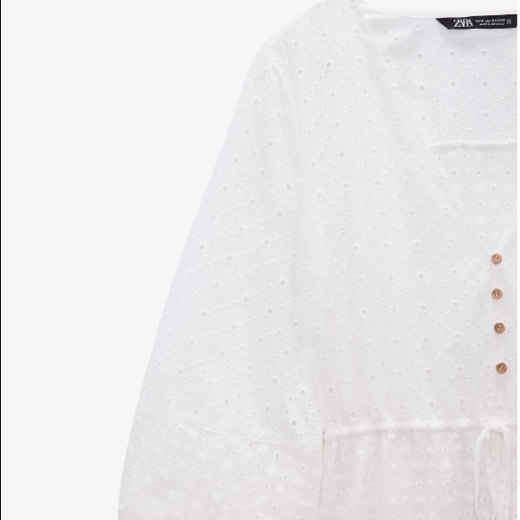 Zara openwork embroidered eyelet white dress S - Picture 8 of 16